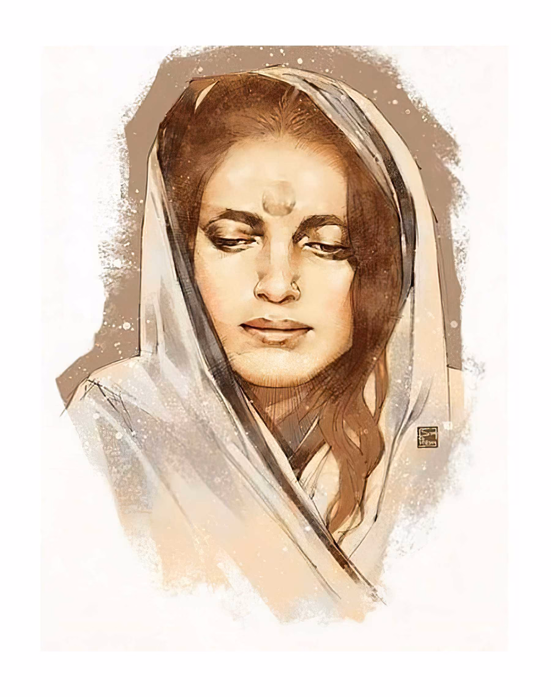 Portrait de Mâ Anandamayi : de Paul Wagner.