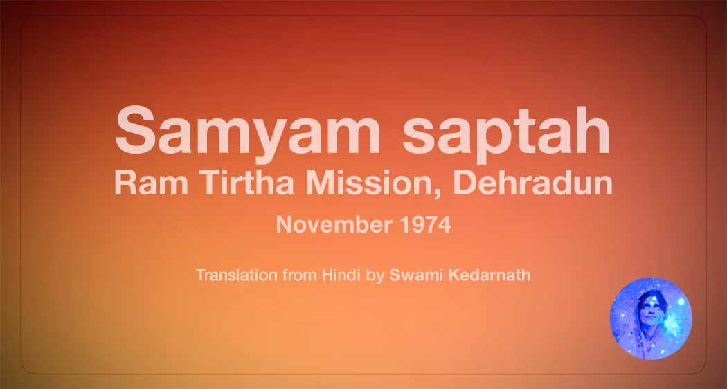 banner - satsang with Mâ Ânandamayî, Dehradun, 1974