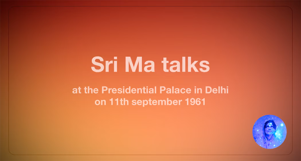 banner - satsang with Mâ Ânandamayî, Delhi, 1961