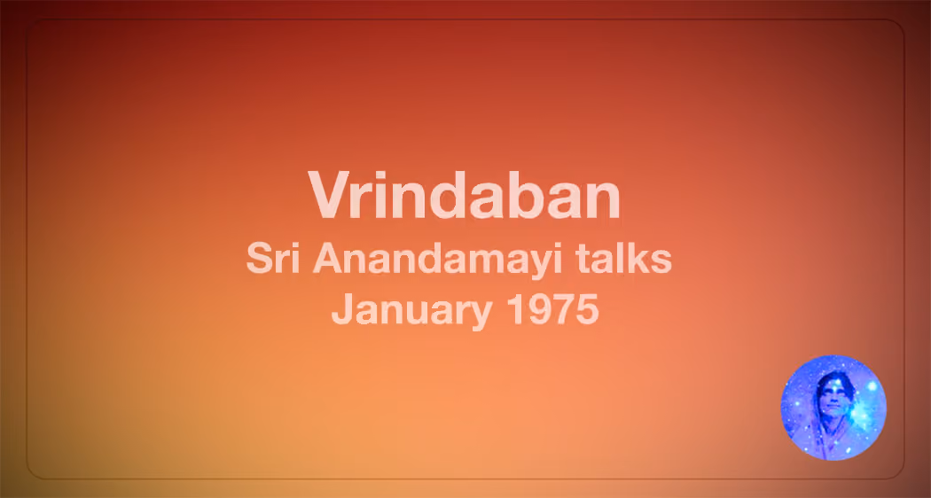 banner - satsang with Mâ Ânandamayî, Vrindaban, 1975