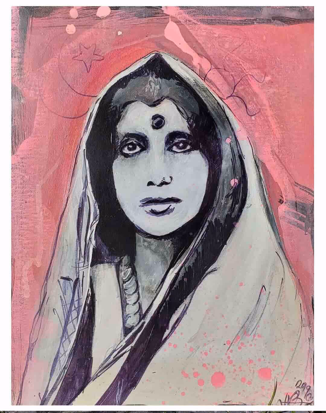 Peinture à l'huile de Mâ Ananda Moyî 