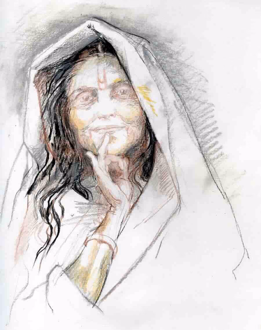 Peinture de Mâ Ananda Moyî par Jane Adams
