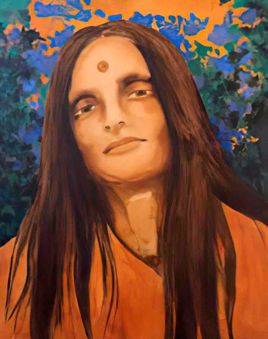 Peinture à l'huile de Mâ Ananda Moyî par Raymond Munro