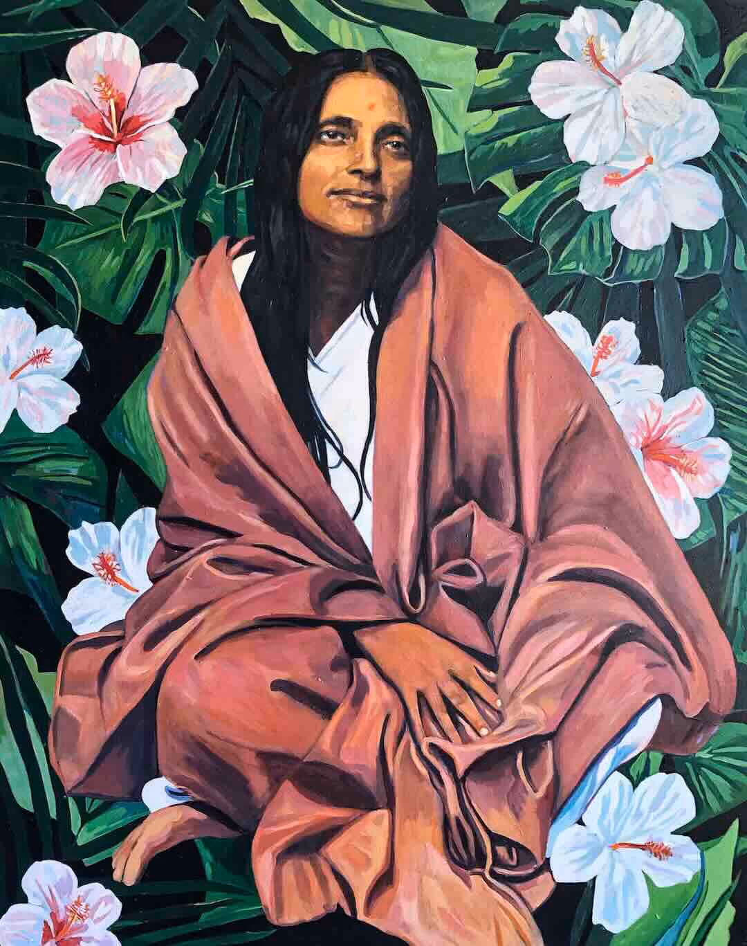 Peinture à l'huile de Mâ Ananda Moyî 