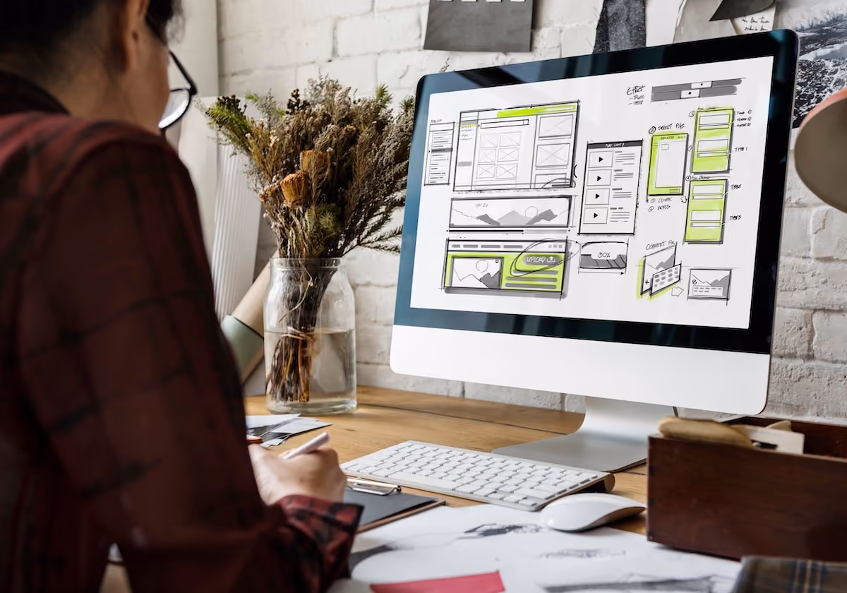 event planner working on a event landing page design.