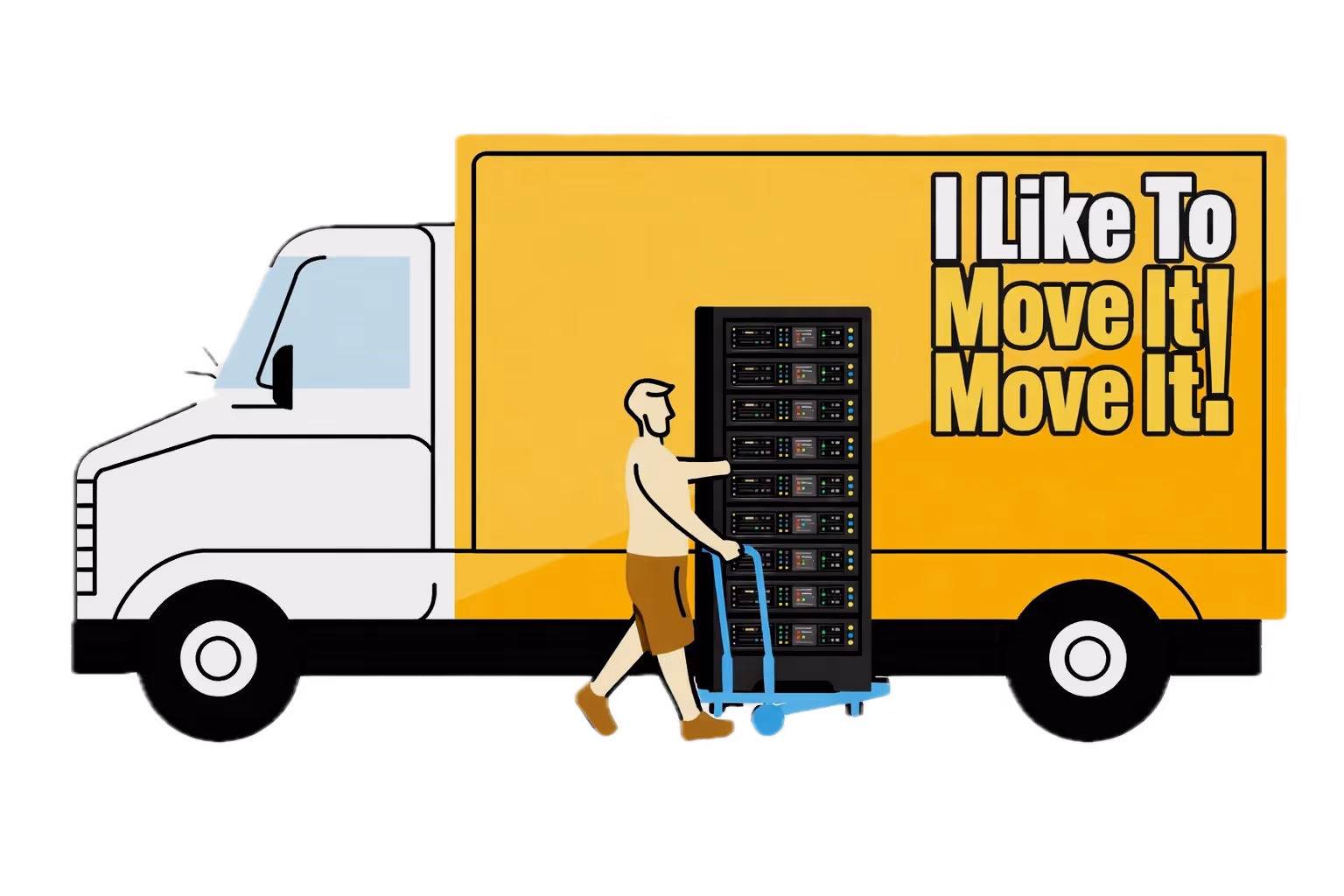 Office Removal Man transporting IT Server Rack to Vehicle