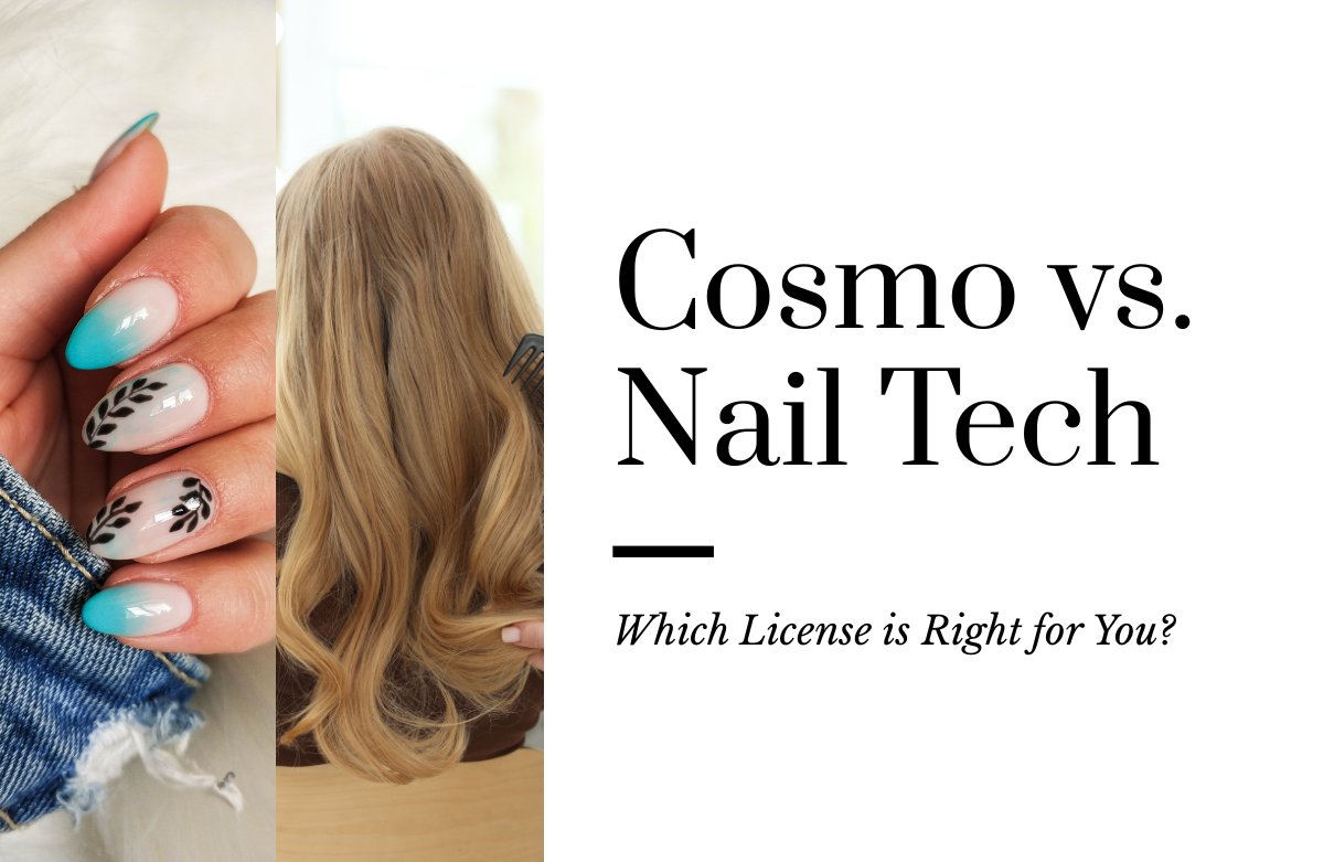 Beauty school student holding a manicure kit, deciding between cosmetology and manicurist license programs at Beyond 21st Century Beauty Academy