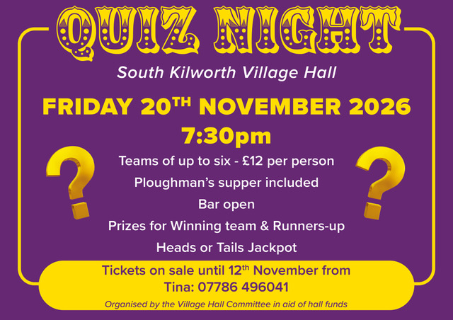 QUIZ NIGHT in Village Hall