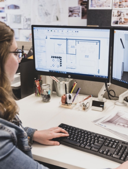 archall architects process on computer