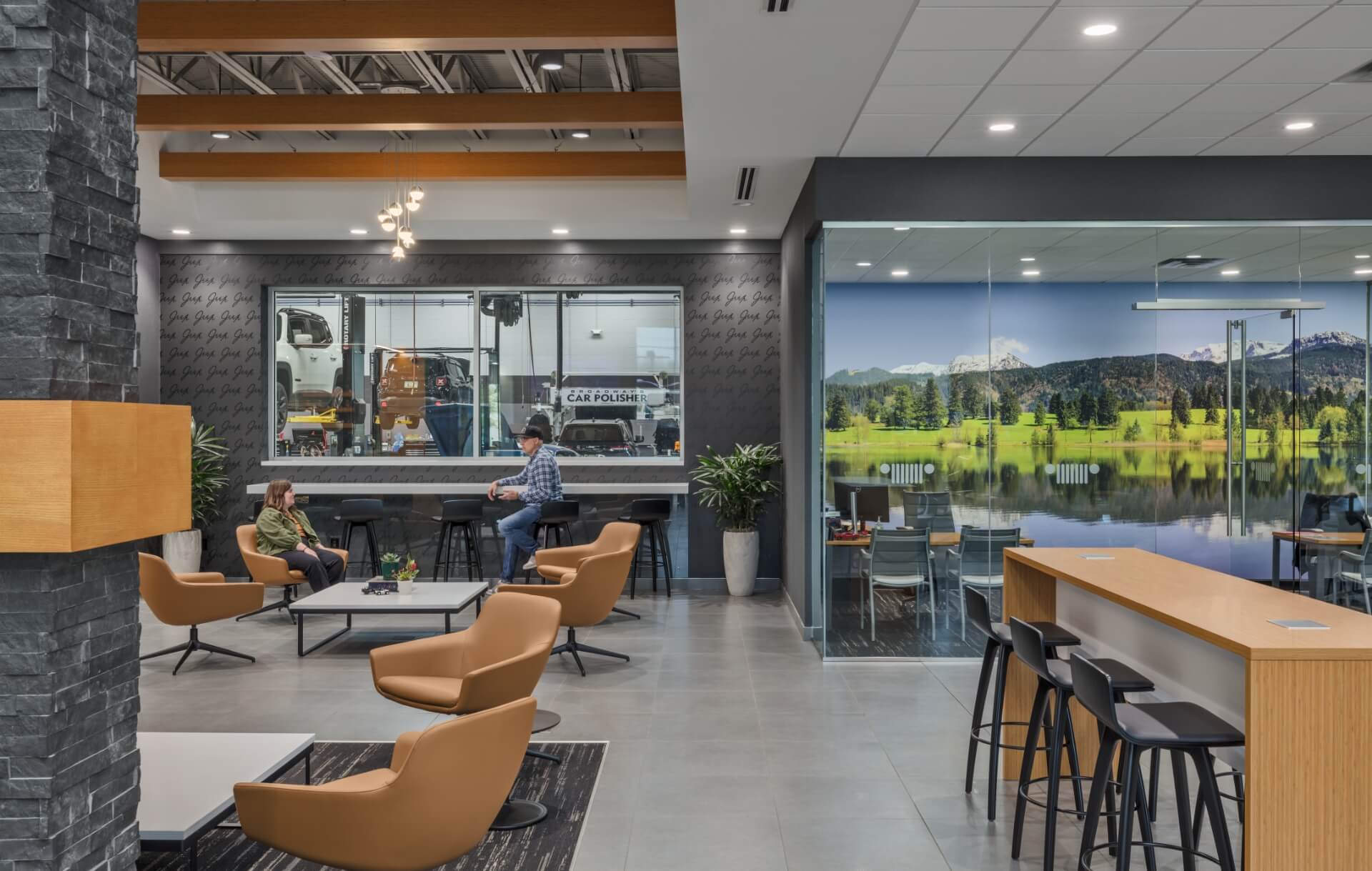 Interior architecture and design of lounge in automotive dealership