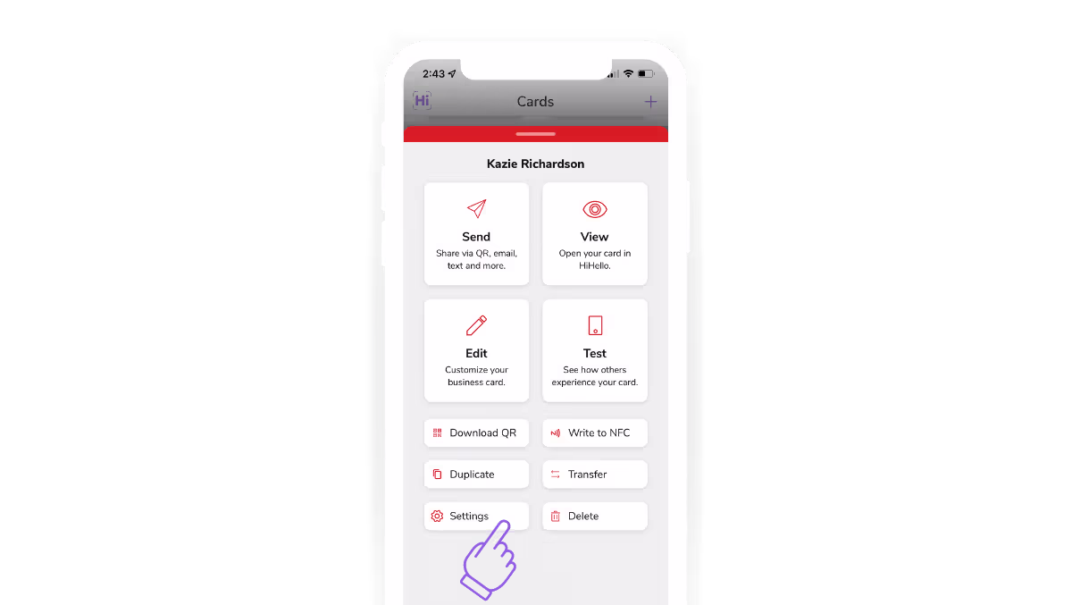 open the app settings to create a branded QR code
