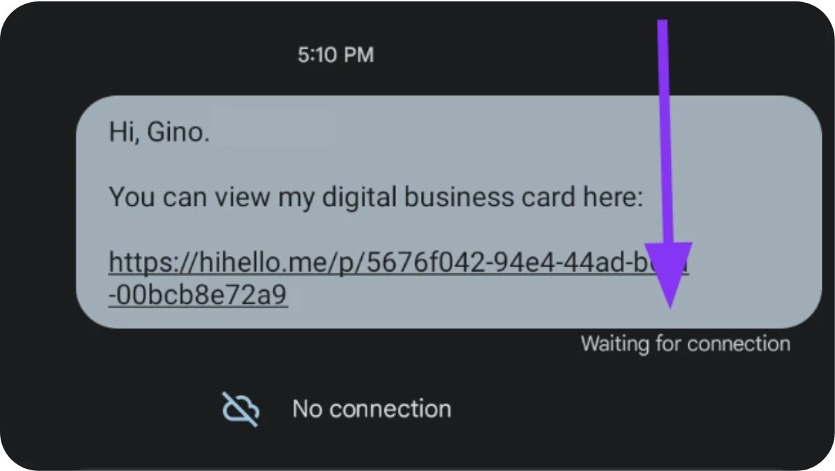 How to text a digital business card without a network connection