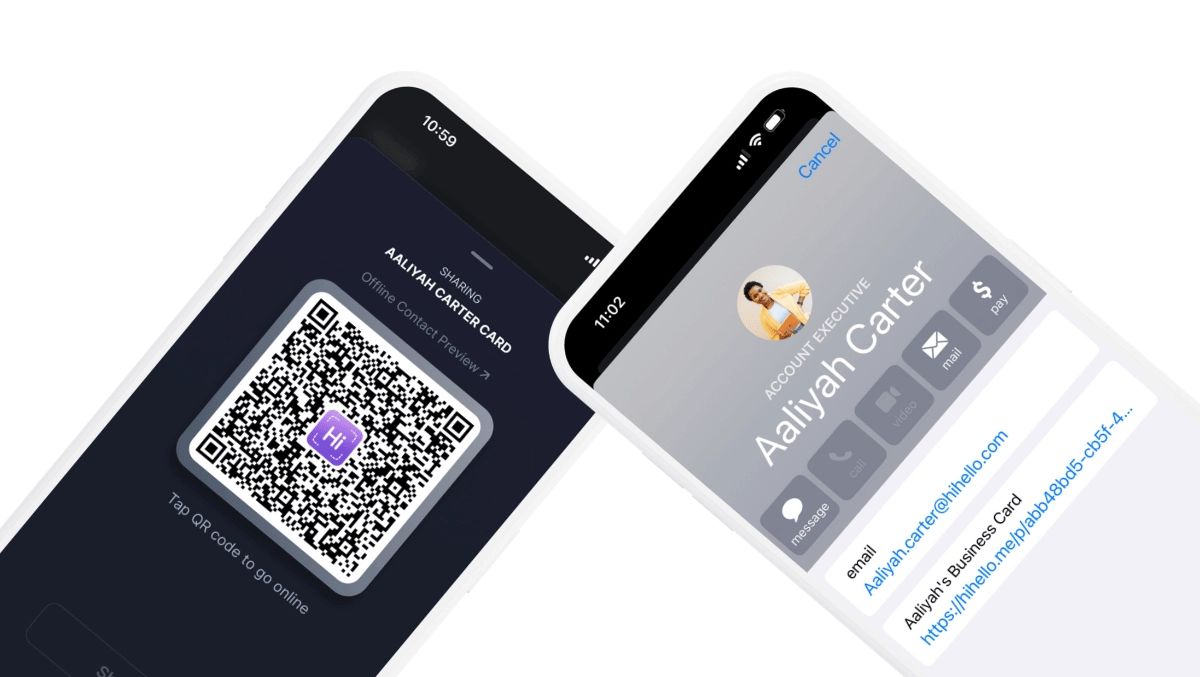 HiHello lets you share your card even when you don't have Wifi or cell service with Offline Mode.