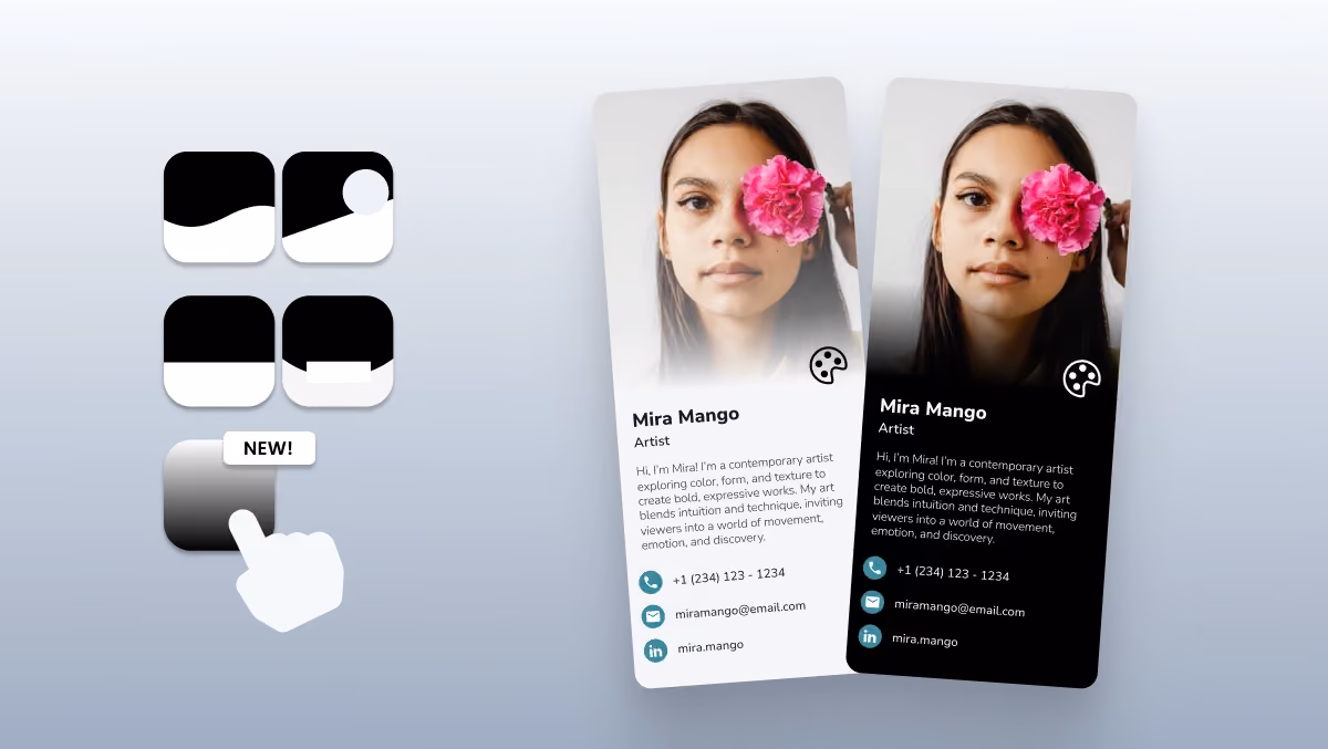 HiHello's new Blend card design featuring a modern gradient