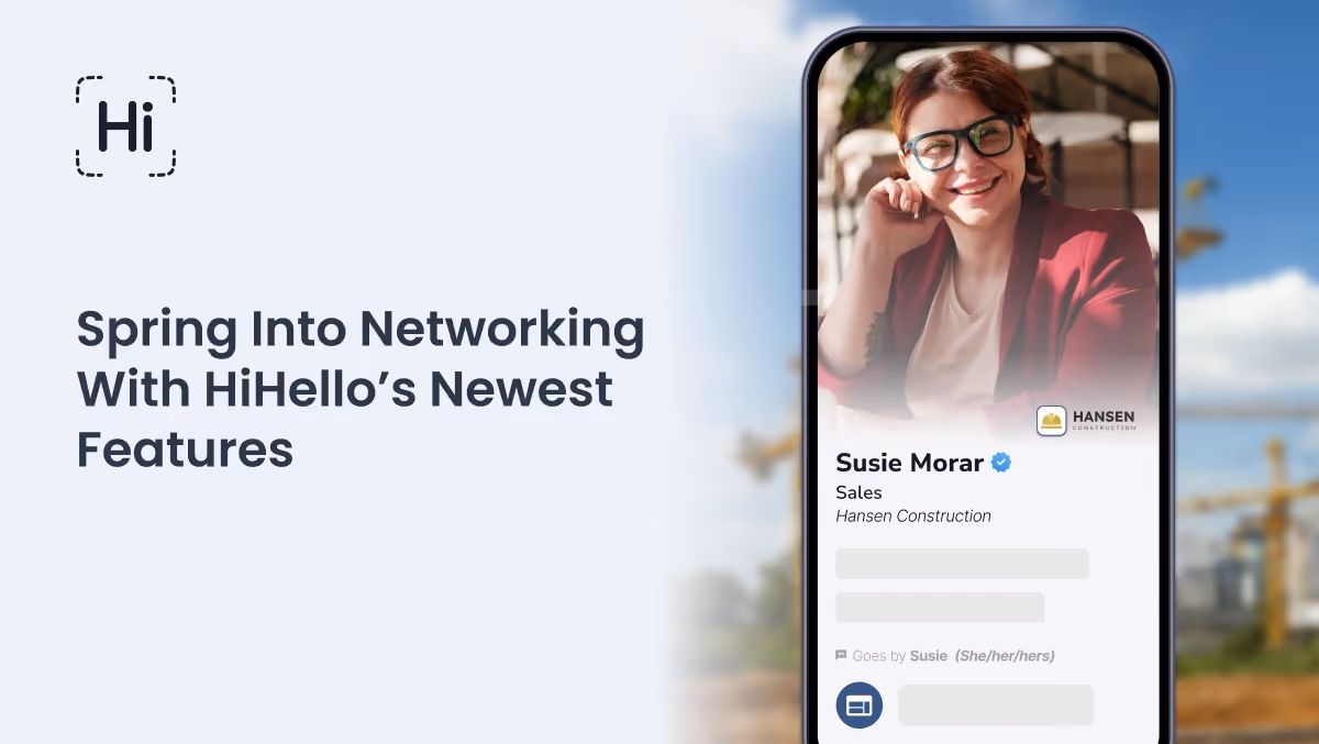 Hero image showcasing HiHello's modern networking features for spring 2025