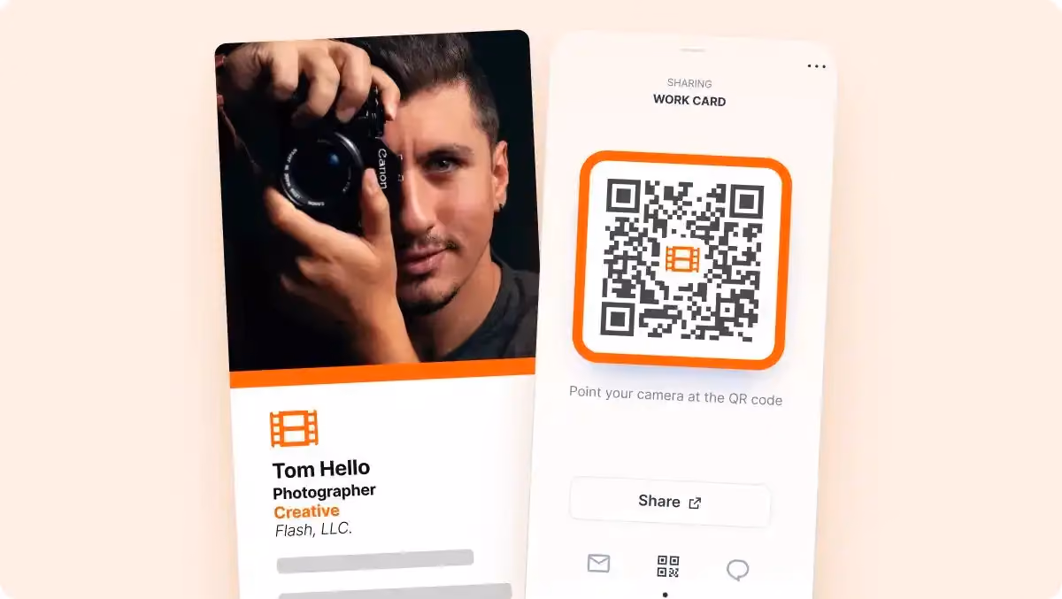 HiHello QR code customization featuring a personalized logo upload for branded digital business card sharing.