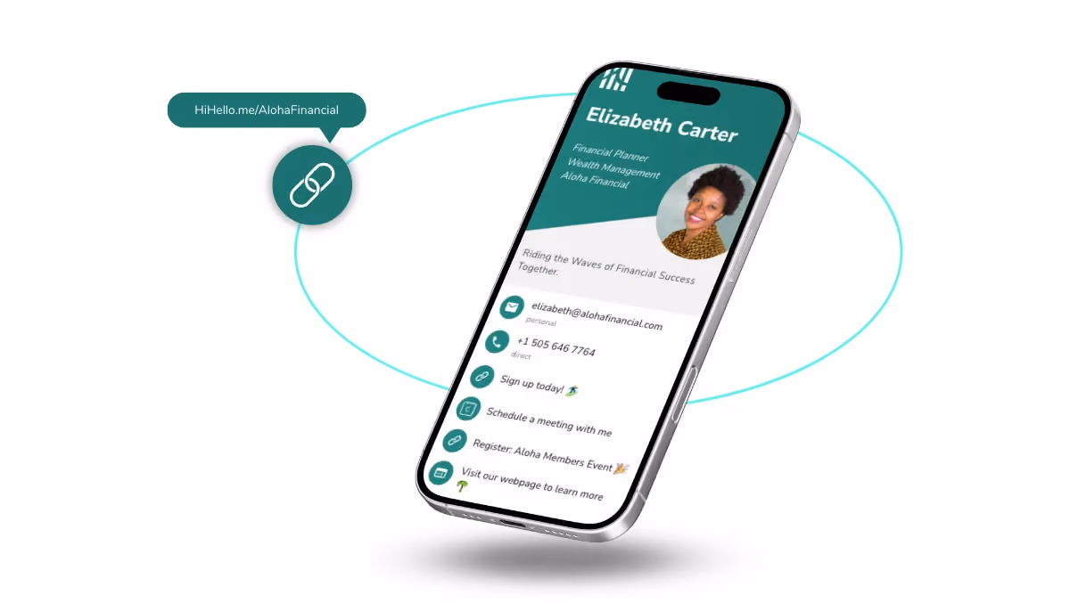 Digital business card example showing a custom link for easier sharing and professional branding.