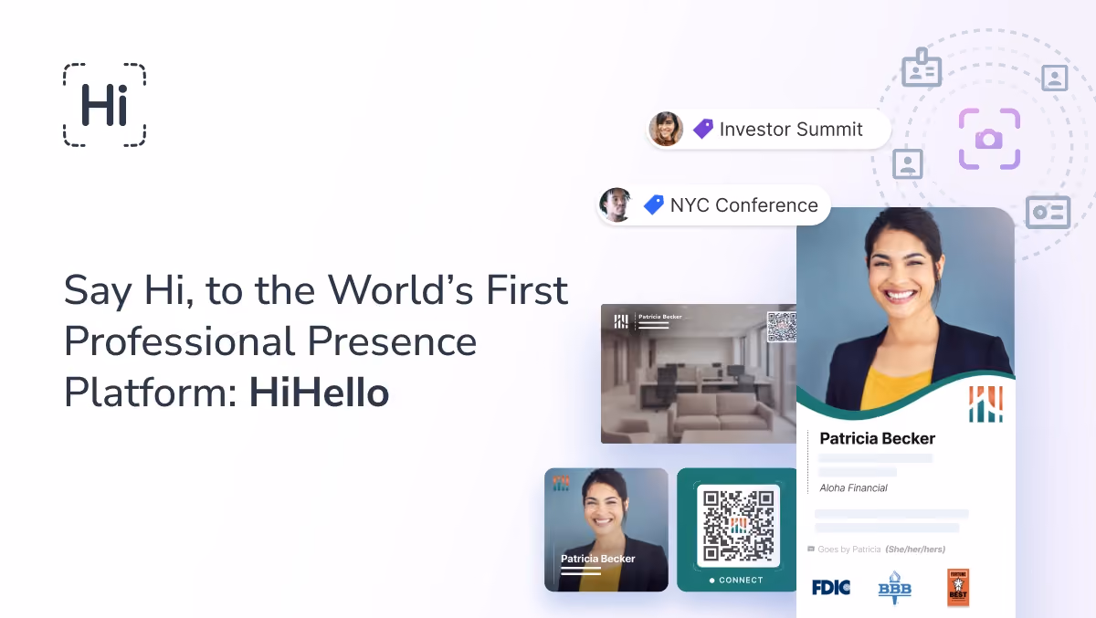 HiHello Professional Presence Platform with digital business card, email signature, and event networking tools