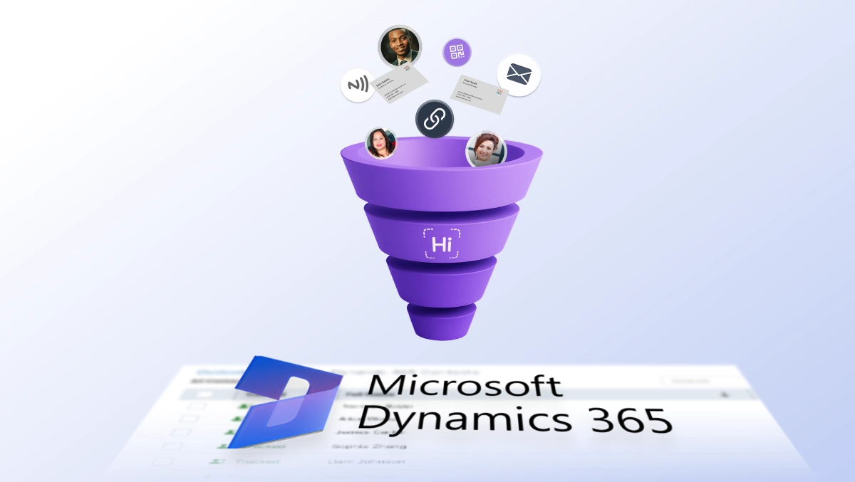 HiHello capture sources syncing new contact to Microsoft Dynamics 365.