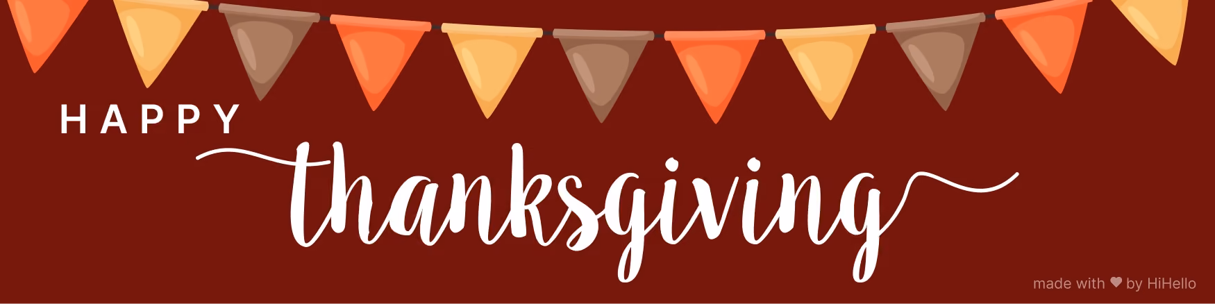 Warm-toned fall pennant banner with “Happy Thanksgiving.”