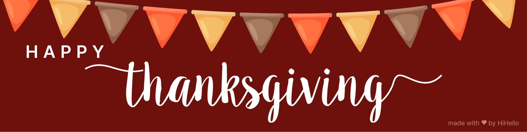 Warm-toned fall pennant banner with “Happy Thanksgiving.”