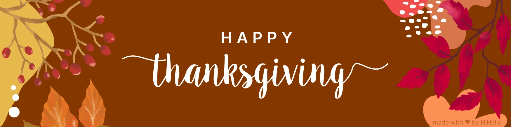 Warm, abstract Thanksgiving banner with leaves and soft neutral tones.