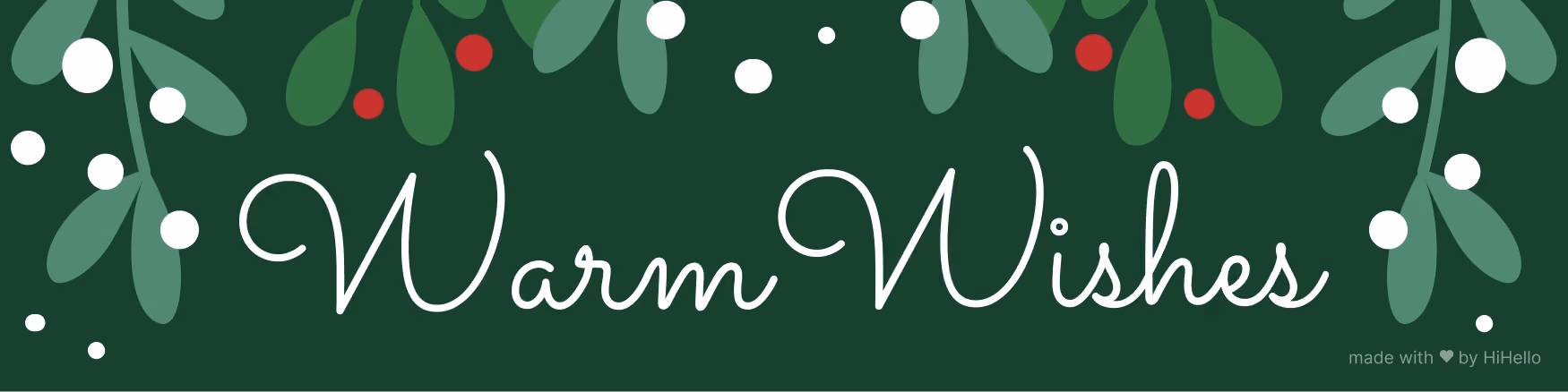 warm wishes and misteltoe holiday email signature banner