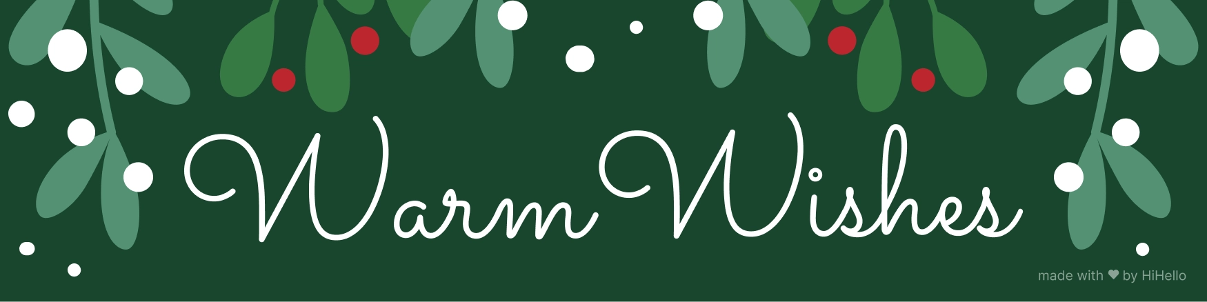 warm wishes and misteltoe holiday email signature banner