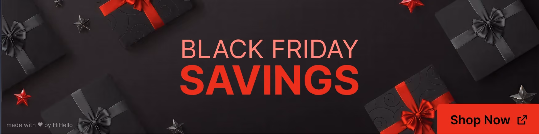 Black Friday banner with red sale tape and bold “Holiday deals happening now.”