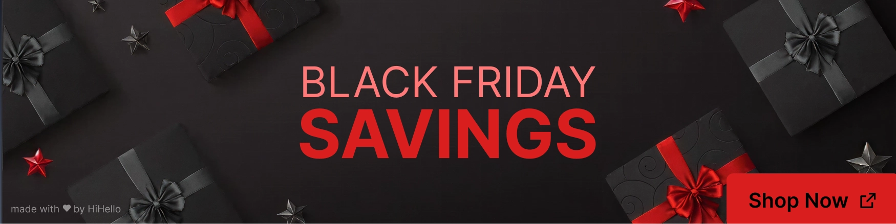 Black Friday banner with red sale tape and bold “Holiday deals happening now.”