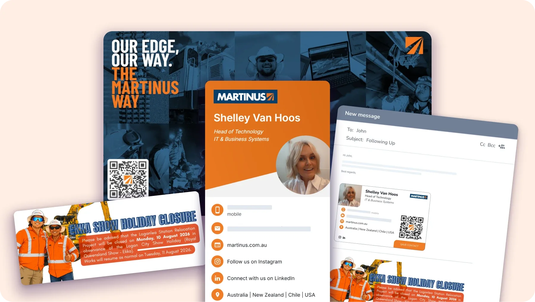 Martinus digital business card, email signature and banner using the same branding