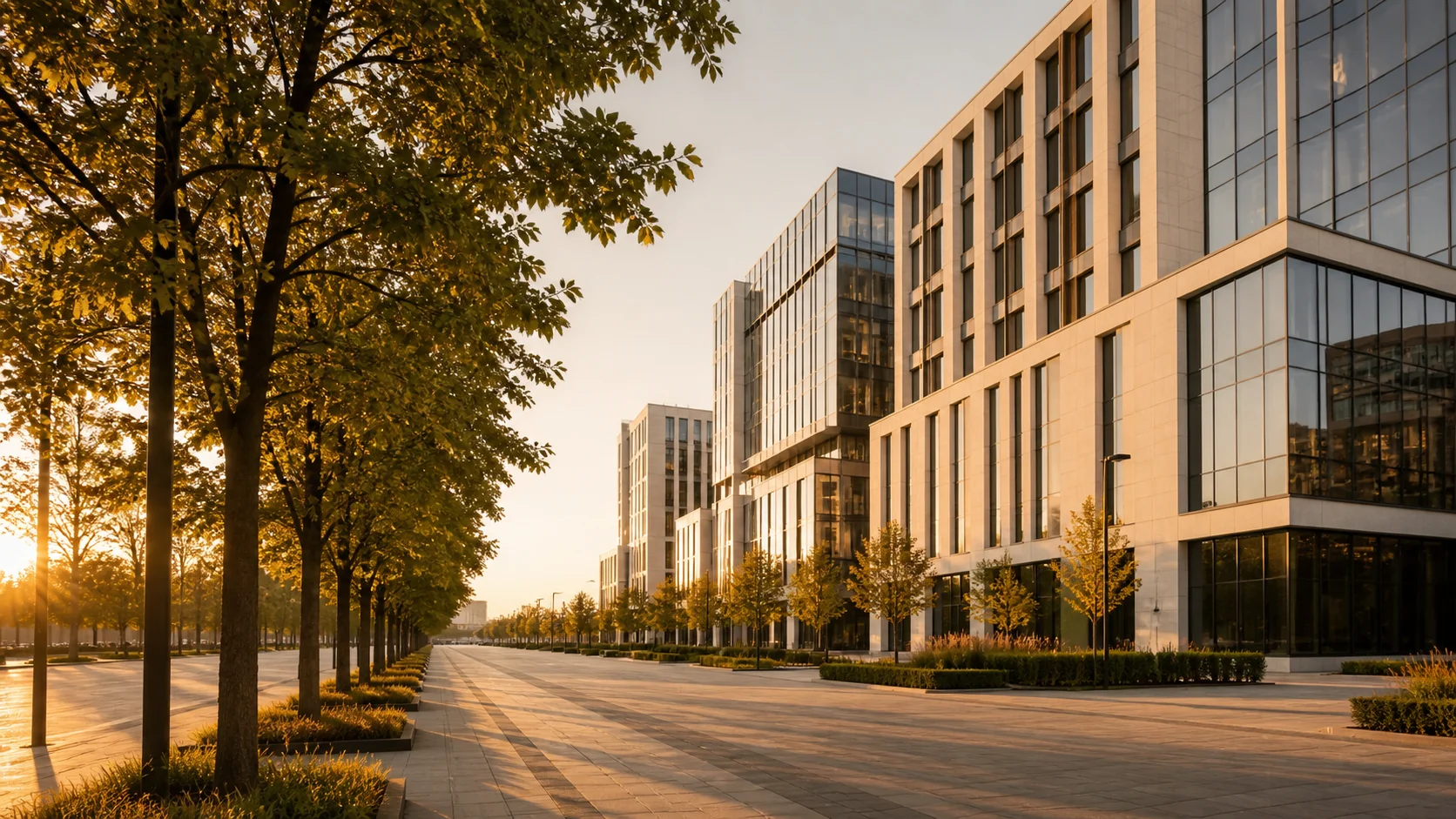 Architecture moderne d'un quartier d'affaires illustrant l'investissement en Ukraine
