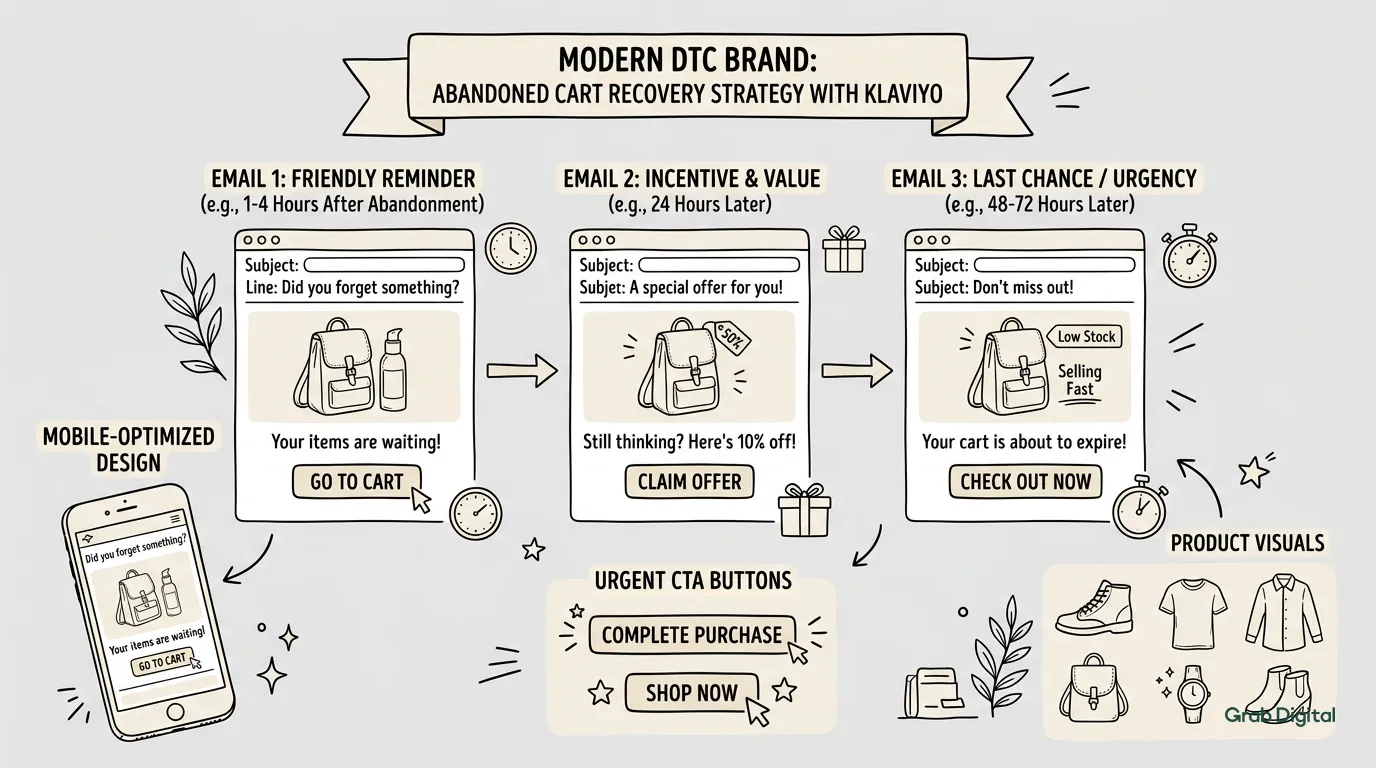 Fix Cart Abandonment with Klaviyo: 3-Email Strategy