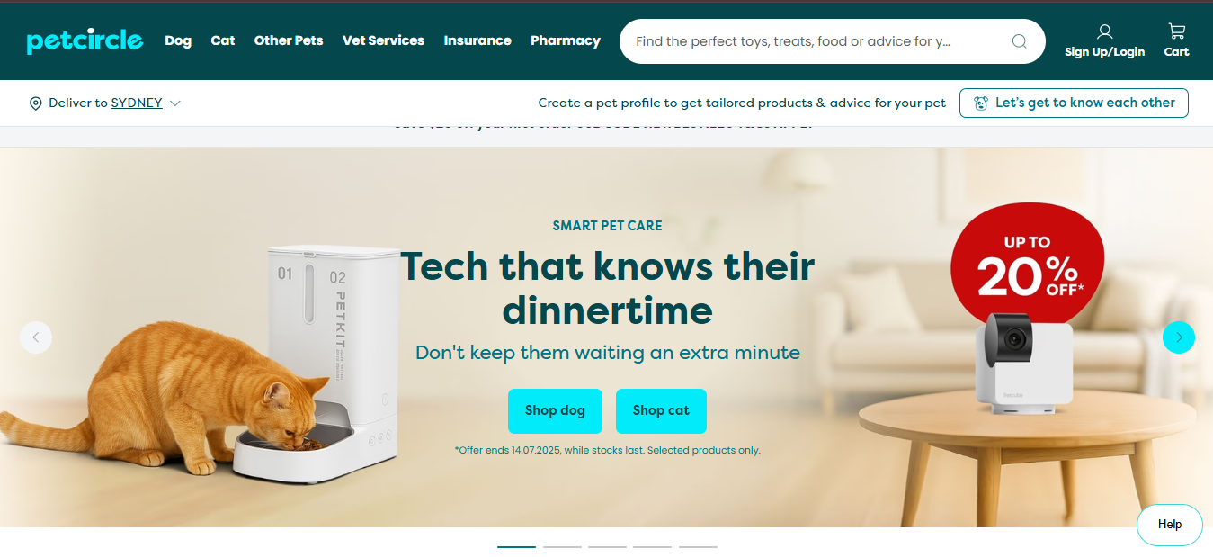 Alt text: PetCircle Homepage