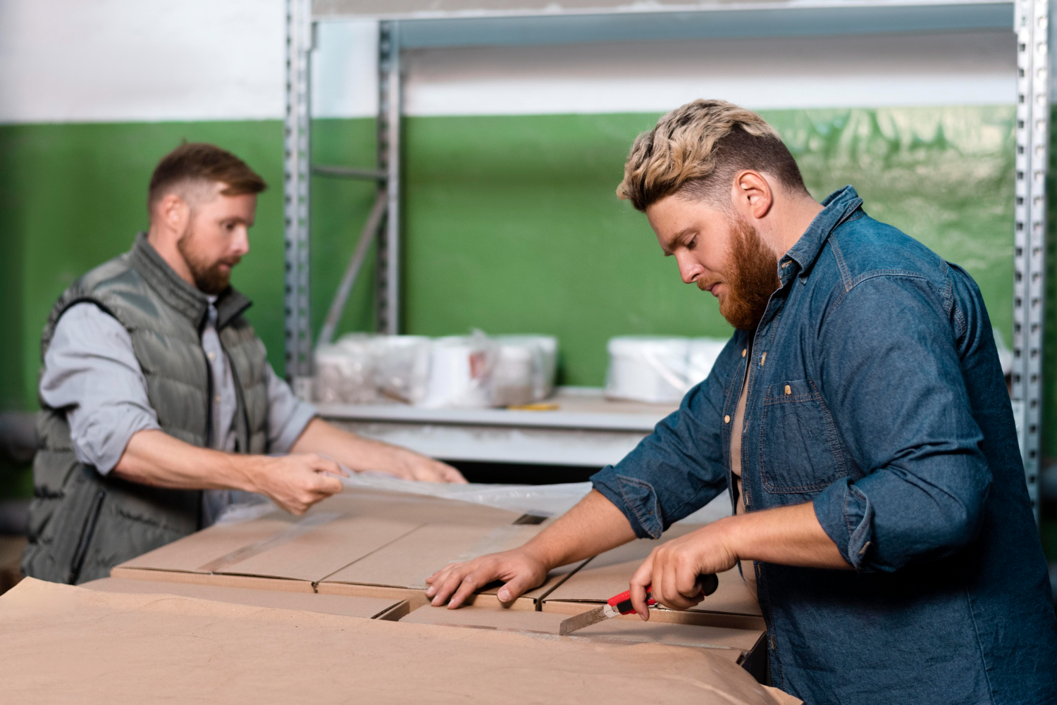 Alt text: People taking care of warehouse logistics