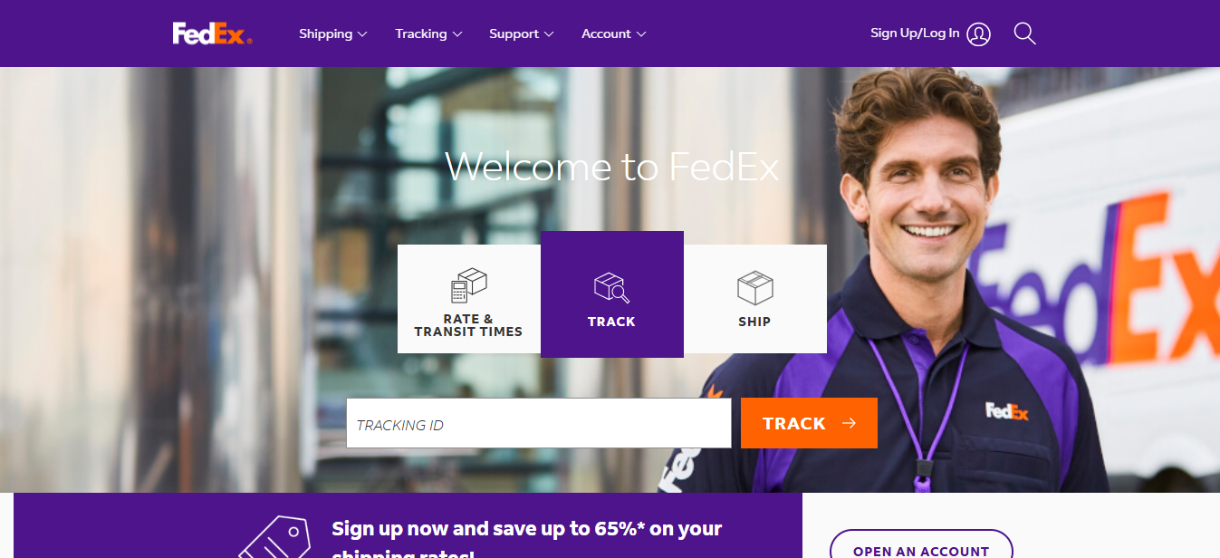 Alt text: FedEx Homepage