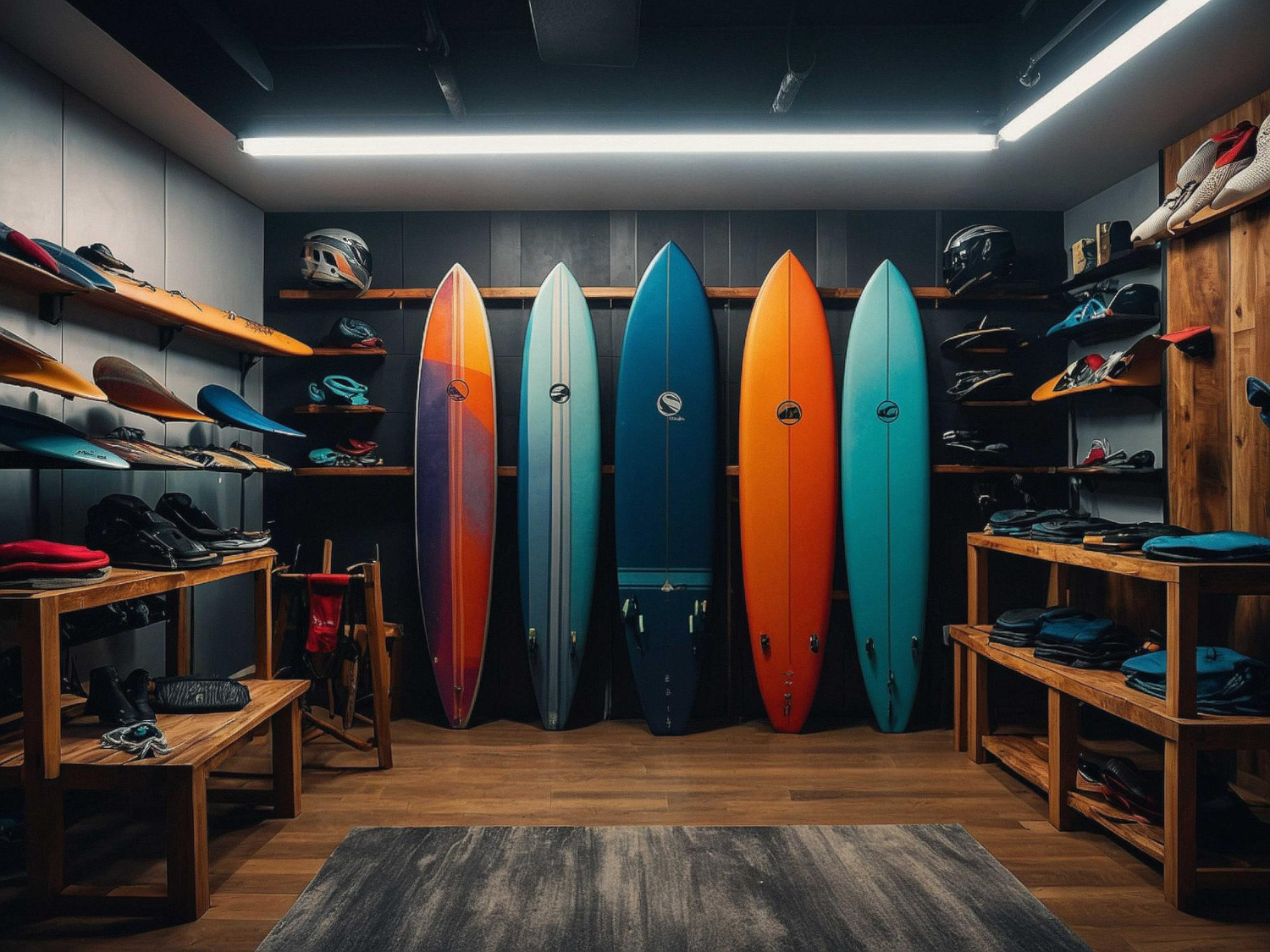 Alt text: Surfboards in a store