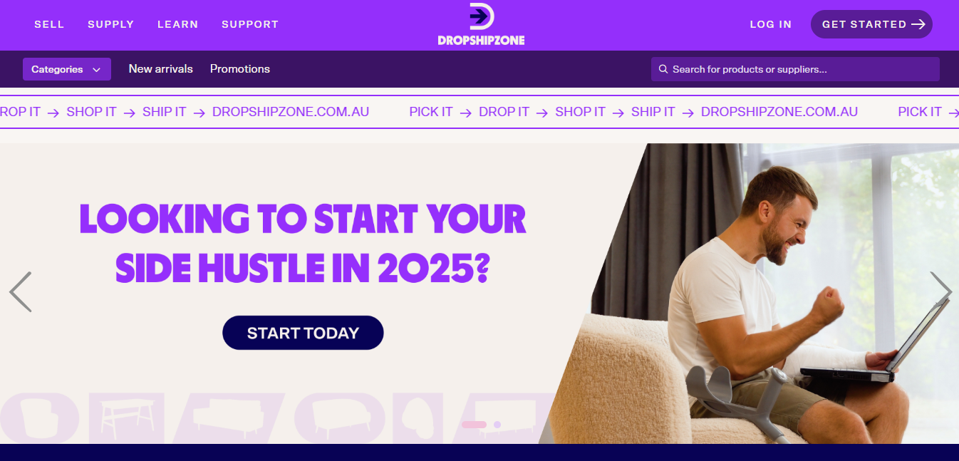 Alt text: Dropship Zone Homepage