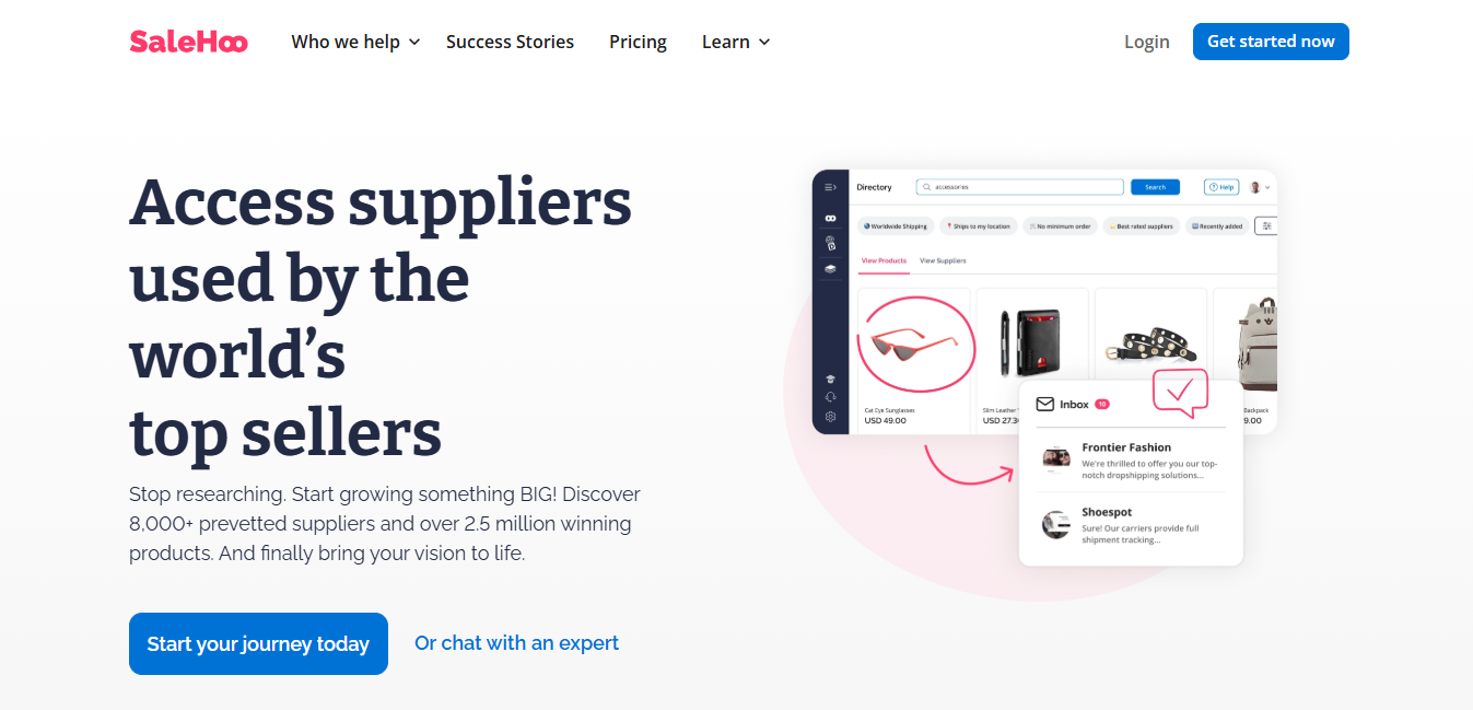Alt text: SaleHoo Homepage