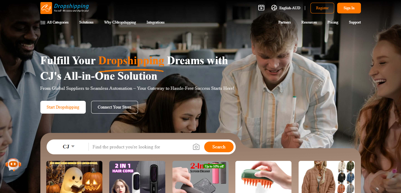 Alt text: CJDropshipping Homepage