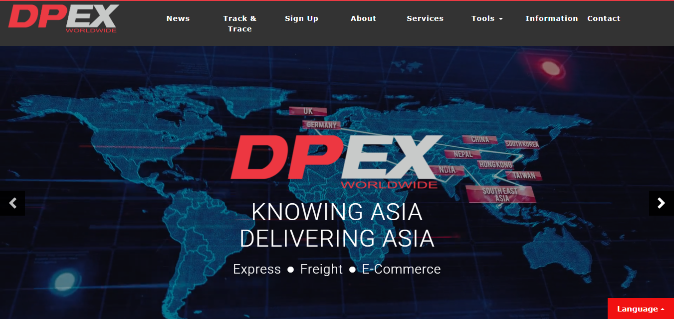 Alt text: DPEX Homepage