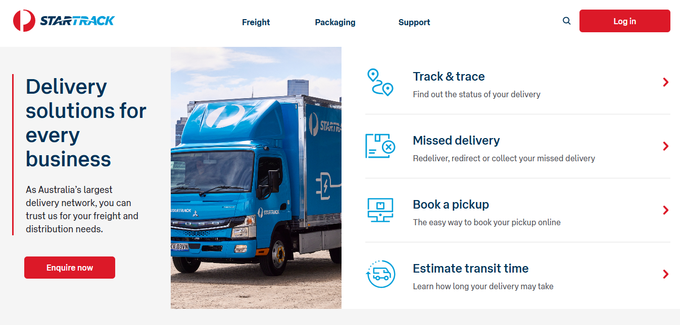 Alt text: StarTrack Homepage