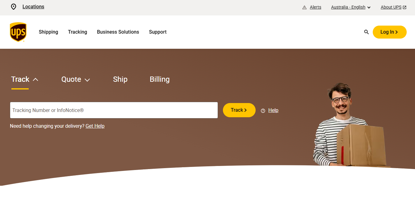 Alt text: UPS Homepage