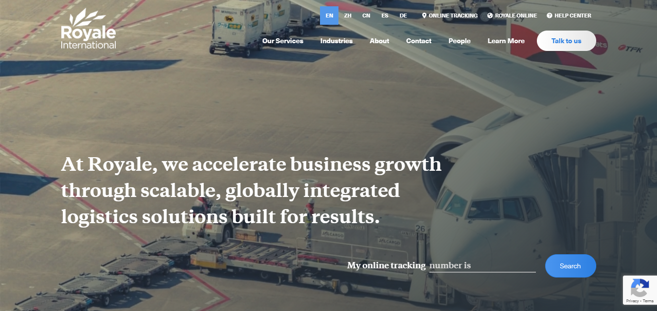 Alt text: Royale International Homepage