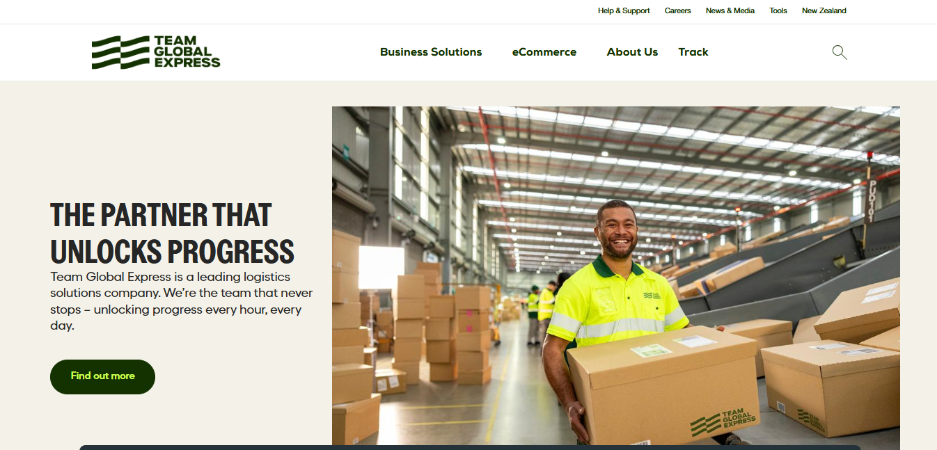 Alt text: Team Global Express Homepage
