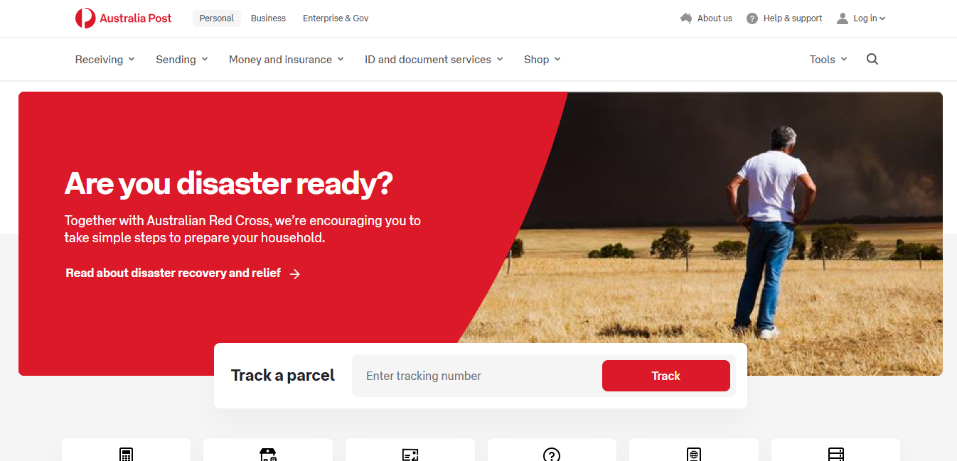 Alt text: Australia Post Homepage