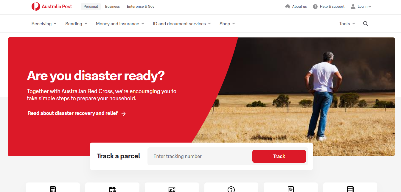 Alt text: Australia Post Homepage