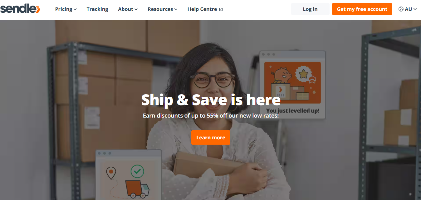 Alt text: Sendle Homepage