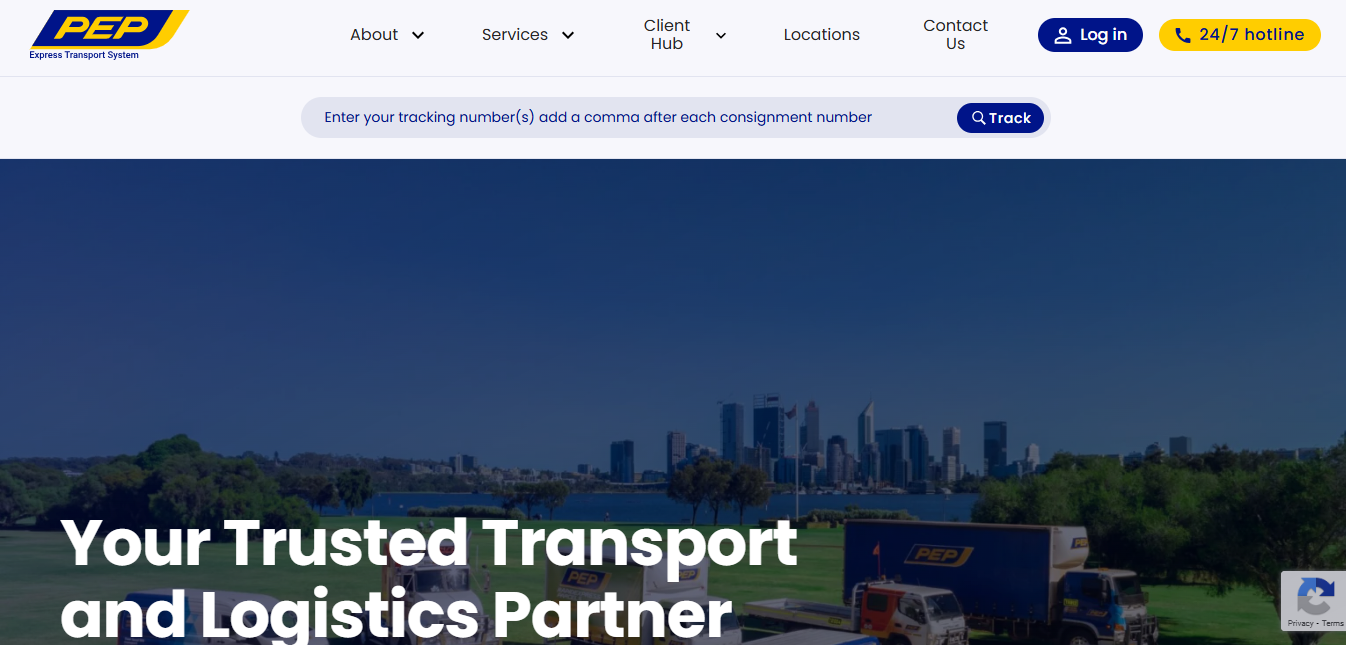 Alt text: PEP Transport Homepage
