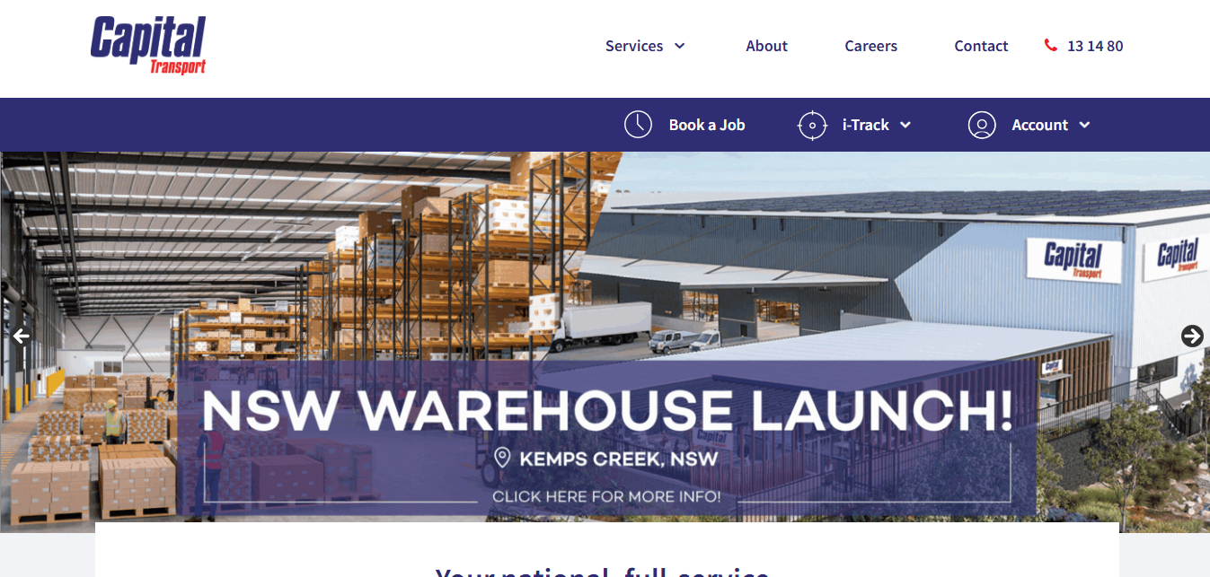 Alt text: Capital Transport Homepage